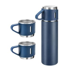 Vacuum flask and 2 cups set (500ML- Blue)