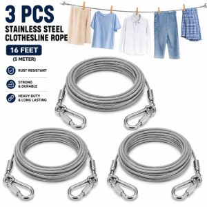 Stainless Steel Clothesline Rope-16 Feet (3 Pcs)