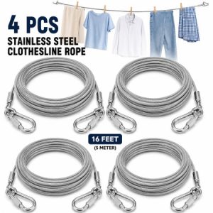 Stainless Steel Clothesline Rope-16 Feet (4 Pcs)