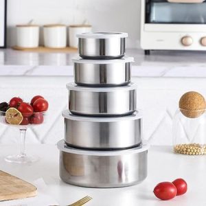 Premium Stainless Steel 5 Pcs Food Storage Bowl Set