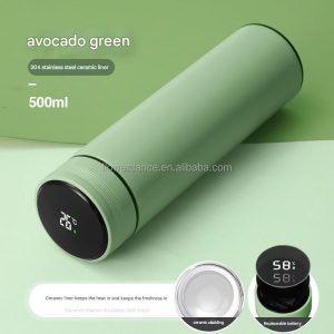 Digital LED Display Flask (500ML- Avocado Green)